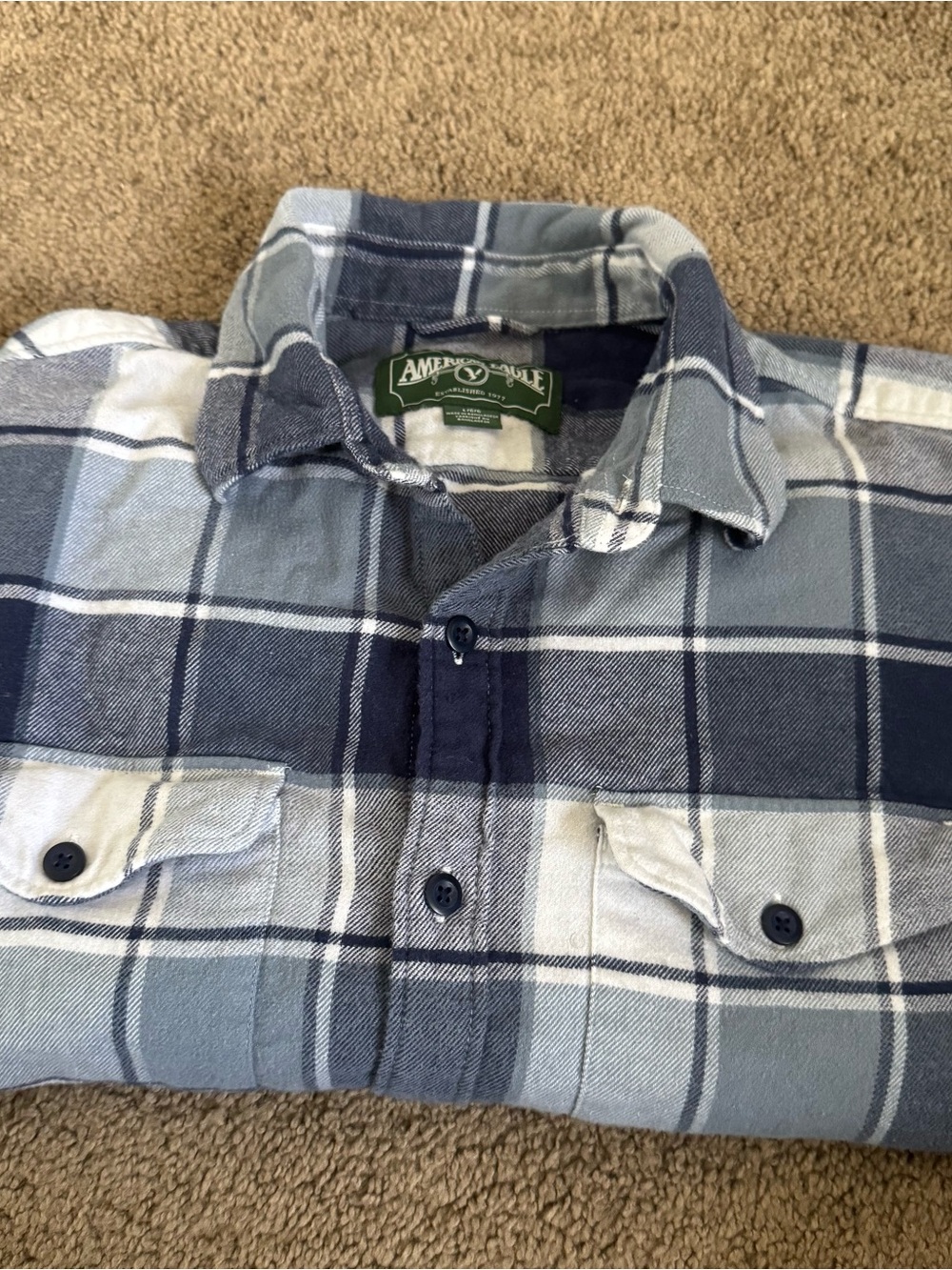 American Eagle Outfitters Men’s Blue Plaid Flannel